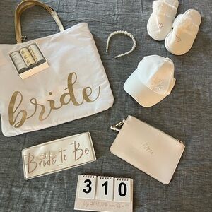 Bridal Bundle — Tote Bag, Hat, Slippers, Purse, Wedding Countdown, etc